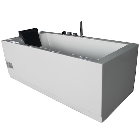 Eago 6Ft Acrylic White Rectangular Whirlpool Bathtub w Fixtures AM154ETL-R6